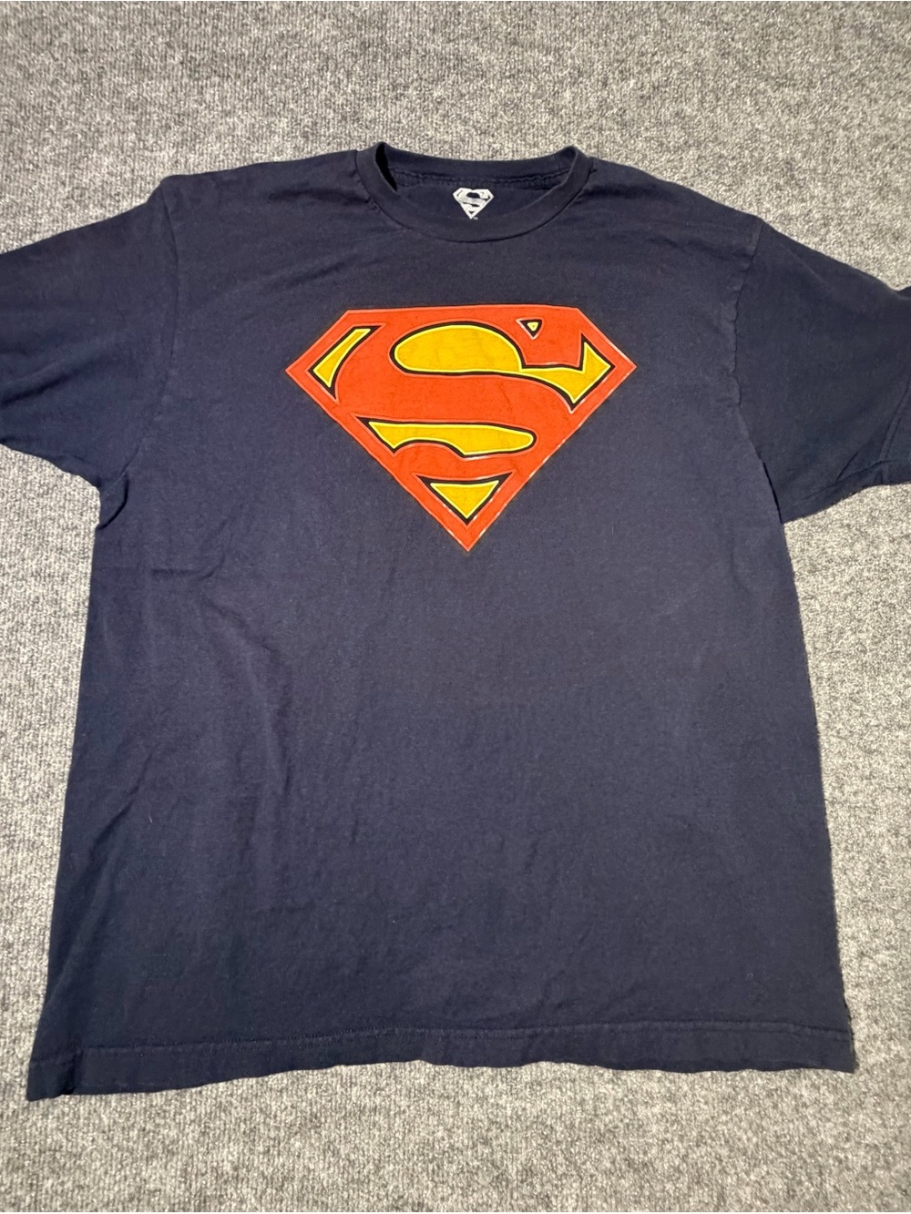 DC Navy Short-Sleeve Tee with Red and Yellow Superman Emblem